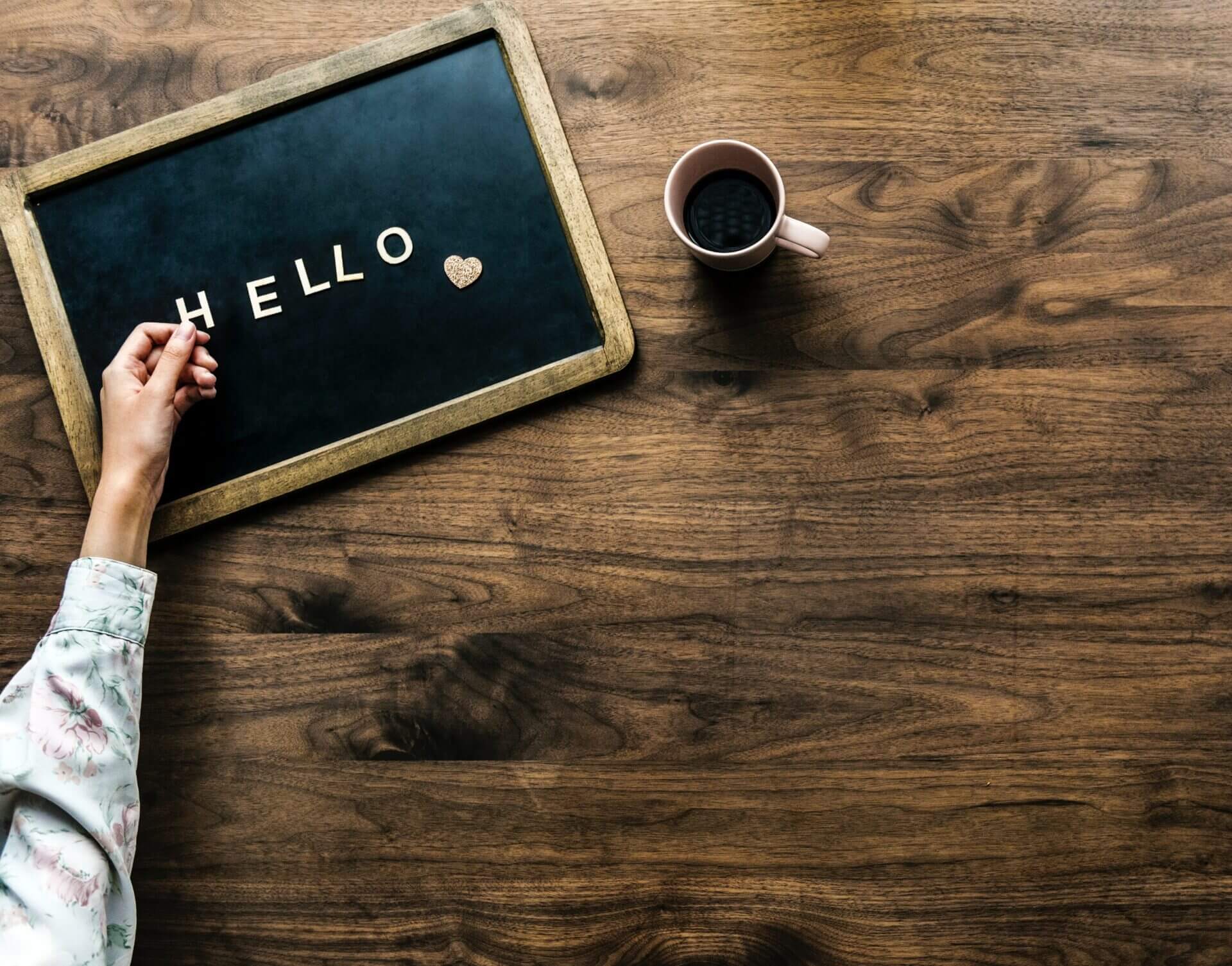 picture of a blackboard with the word hello next to a coffee mug. Picture used as title for blog post 